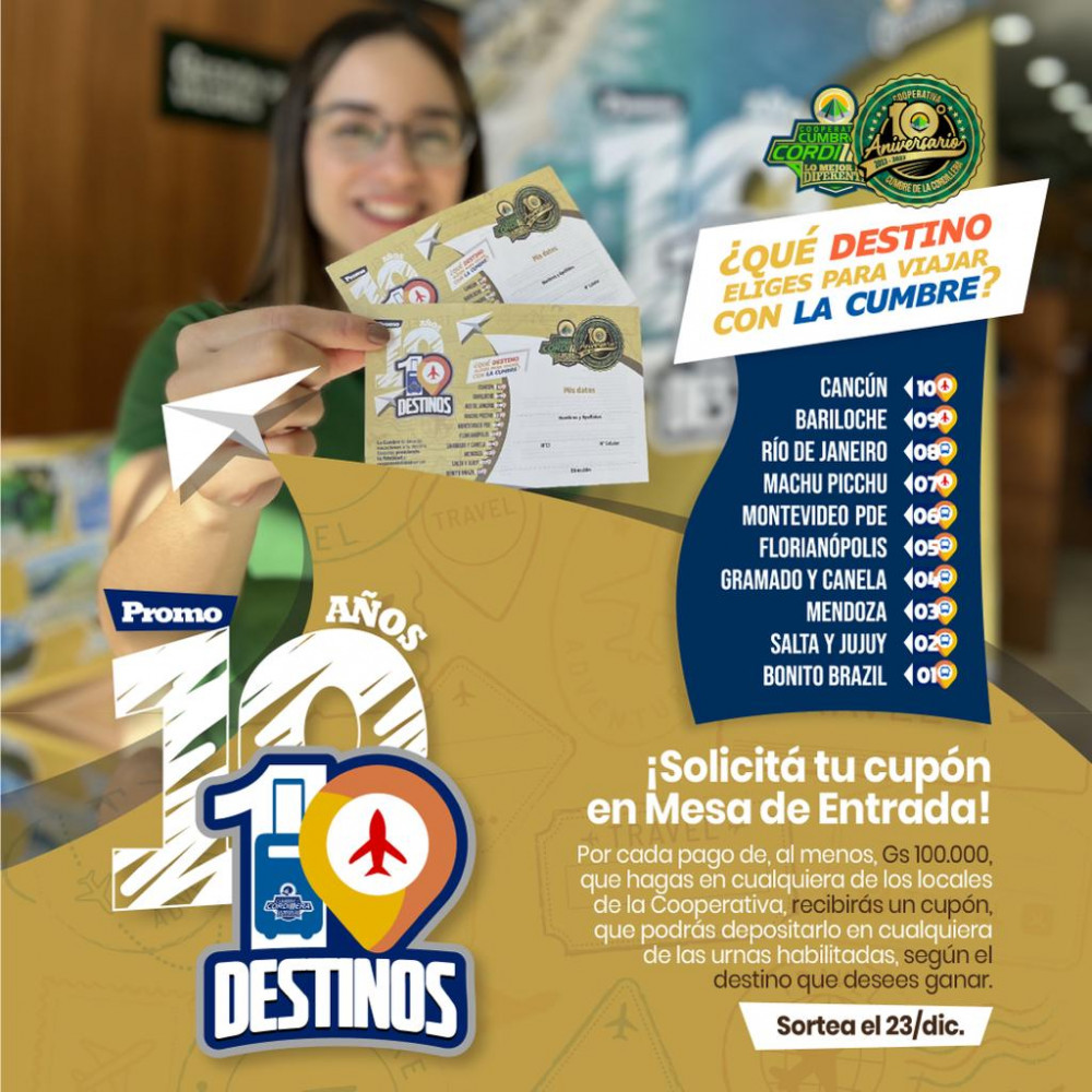 La promo “10 años, 10 destinos”